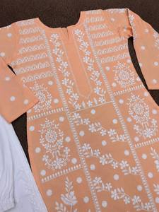 Nuevo Conjunto de Top y Pantalones Palazzo de Rayón y Algodón para Mujer, con Bordado Elegante, Reversible y Elástico, Ideal para Bodas y Diwali - Product Image 3