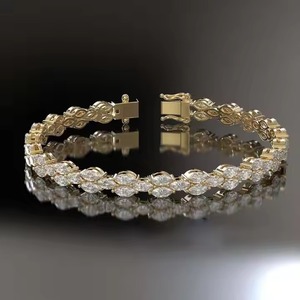Round Shape Diamond Tennis <b>Bracelet</b> Minimalist Gold Stackable <b>Bracelet</b> Romantic Anniversary Gift for Wife for Parties - Product Image 5