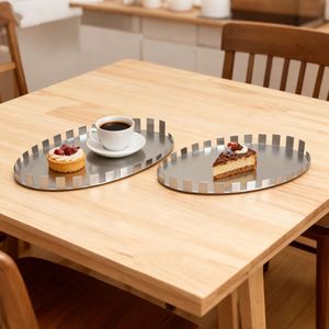 Bandeja de servir lujosa, accesorio decorativo ornamental, hermosa bandeja decorativa plateada, bandeja decorativa clásica - Product Image 1