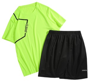 Ensembles de vêtements de sport pour hommes, automne, décontractés, t-shirts coupe-vent respirants à col montant, motif uni, 100% coton - Product Image 3