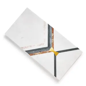 Latest Design Eco-Friendly Modern Luxury Colourful Pattern Mango Wood and Marble Chopping Board <b>Sticker</b> Fine Dining Kitchenware - Product Image 5