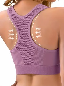สปอร์ตบราสำหรับวิ่งที่มีความยืดหยุ่นสูงสำหรับผู้หญิง |   เสื้อครอปออกกำลังกายแบบไร้ตะเข็บ |   ชุดโยคะกีฬาผ้าโพลีเอไมด์ผสมอีลาสเทน - Product Image 2