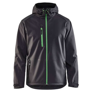 Veste polaire imperméable et respirante à capuche noire pour homme avec fermeture éclair verte, style sportif, coupe classique, en polyester, idéale pour l'automne - Product Image 6