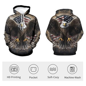 Sweat-shirt à capuche avec drapeau américain, motif magnifique d'animaux et de montagnes, imprimé patriotique USA, pour hommes, pull décontracté à manches longues - Product Image 4