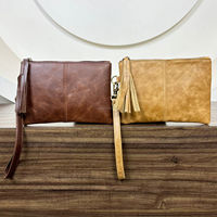Dompet wanita kulit asli tekstur penuh tahan lama kapasitas tinggi Fashion mewah 2025 dompet tangan gelang logo kustom untuk wanita