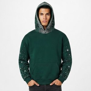 Sudaderas con Capucha para Hombre, Color Verde Oscuro, Corte Regular, Diseño de Puntos, Impresión por Sublimación, Ropa Casual de Otoño, Tejido de Poliéster, con Logotipo Personalizado - Product Image 4
