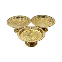 Plateau sur pied en laiton antique thaïlandais classique, fait main, de luxe, 10 pouces, avec motif de rose, pour hôtels et restaurants