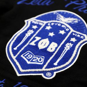 Suéter Cárdigan de Lana Zeta Phi Beta para Mujer, Negro y Azul, con Botones, Estilo Universitario, Chaqueta con Letras de la Hermandad, Cárdigan Premium - Product Image 6