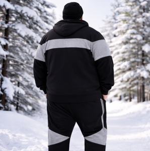 Wholesale Big & <b>Tall</b> Tracksuit Set <b>Men's</b> 2 Piece 340GSM Fleece Colorblock Full Zip Hoodie <b>Jogger</b> Pants Winter Plus Size 10XL - Product Image 4