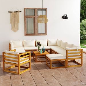 Set da giardino in legno massello di acacia color crema e tessuto (100% poliestere) - Product Image 1