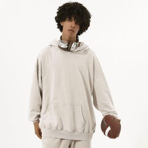 Hoodie Oversize Vintage Délavé à l'Acide en Coton Lourd 420 g/m² de Haute Qualité, Épaules Tombantes, Sans Cordon, en Molleton Bouclette - Product Image 4
