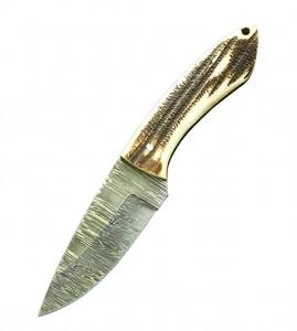 Outil de terrain artisanal en acier Damas torsadé, avec manche en corne de cerf naturelle - Product Image 3