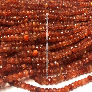 Cuentas de Piedra Natural de Sunstone Naranja Facetadas en Forma de Rondelle de 3mm y 5mm para Fabricación de Joyas, Precio de Fábrica al por Mayor en Alibaba - Product Image 2