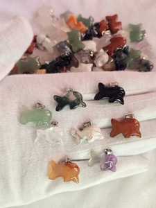 Natural <b>Crystal</b> Fish Figurine Polished Stone Pendant Carved <b>Animal</b> Ornament for Home Decor Gift - Product Image 1