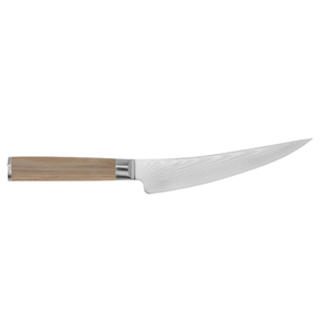 Cuchillo de Deshuesar y Filetear de 6 Pulgadas, Hoja Curva de Acero de Damasco, Cuchillo de Cocina para Pescado y Carne con Mango de Madera Pakkawood Blonda - Product Image 1
