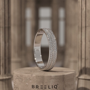 Bague triple rangée tressée avec diamants en or massif 14 carats, design corde, bande pavée multicouche, bijou de luxe empilable pour mariage - Product Image 1