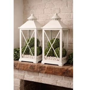White Hexagon Metal <b>Lanterns</b> Set for Home Decoration Durable <b>Candle</b> Holders - Product Image 5