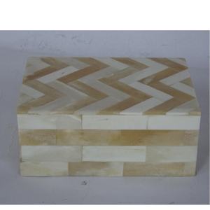 Caja de Chevron blanco rubio con incrustaciones de cuerno de hueso patrones negros organizador de joyas indias todos los tamaños colores disponibles caja de regalo novedosa - Product Image 2