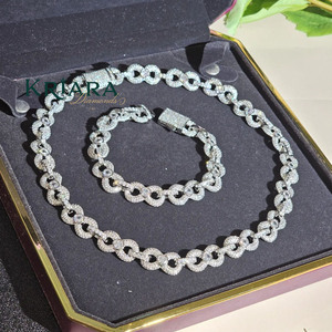 S925 Gold Plated Lab Grown Diamond Link <b>Chain</b> Necklace Hiphop Style Unisex Everyday Wear <b>Chains</b> Jewelry - Product Image 1