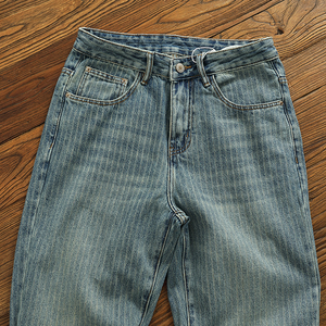 Straight Leg Denim <b>Jeans</b> <b>Men</b> <b>High</b> <b>Waist</b> Breathable Solid Button Stonewashed Cotton Casual Pants Winter Wear - Product Image 3