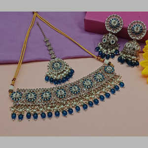 Joyería fina chapada en oro, collar con gargantilla de piedra de cristal y perlas, en forma de collar - Product Image 1