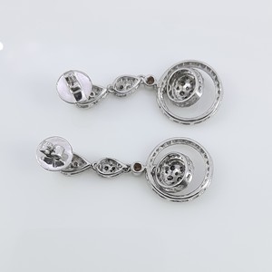2.93 Cttw White & Brown Diamond Drop <b>Dangle</b> <b>Earrings</b> 925 Sterling <b>Silver</b>, Round Cut Natural Diamond <b>Earrings</b> for Women - Product Image 6