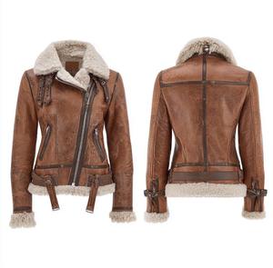 เสื้อโค้ทหนัง PU แบบยูนิเซ็กซ์ทรงสั้น รุ่น High Spring  ตกแต่งด้วยขนแกะเทียมหนานุ่ม  คอปกขนแกะเทียม  แฟชั่นสตรีทแวร์  กันน้ำได้ - Product Image 6