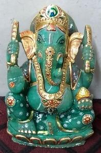 Estatua de Ganesha Tallada a Mano en Aventurina Verde, Ídolo del Dios Hindú, Escultura Decorativa para el Hogar o Templo, Regalo - Product Image 3