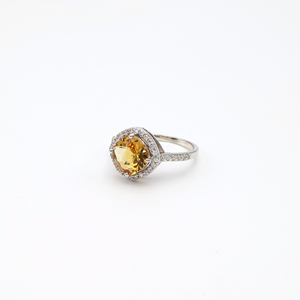 Anillo de Citrino Real con Corte Cojín de 8MM, Elegante Joyería de Moda con Piedras Preciosas para Mujer, Ideal para Fiestas y Uso Diario - Product Image 3