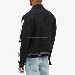 Chaqueta Universitaria de Cuero y Lana para Hombre, Talla Grande, con Parche Bordado - Product Image 4