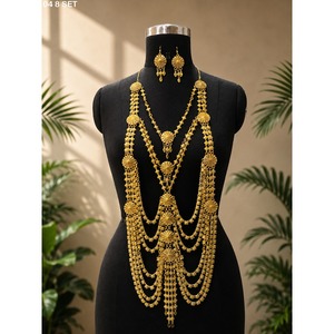 Exquisito Juego de Joyería Bohemia para Mujer, Chapado en Oro y Cobre, para Boda, Compromiso o Fiesta, Collar y Aretes con Borlas de Filigrana Dorada - Product Image 2