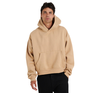 High Quality Casual Wear Men's Drop Shoulder Hoodies Skin Color Pullover Heavy Weight Men's Workout Baggy Hoodies - Product Image 2