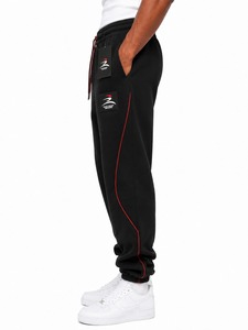 Pantalon décontracté en molleton 100 % coton de haute qualité, coupe ample, respirant, écologique, à blocs de couleur, jambe large et épaisse - Product Image 2