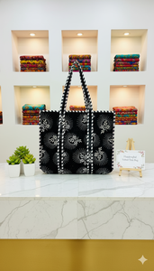 Black <b>Quilted</b> Velvet Fashion Vintage Bohemian Canvas Lining Zipper Closure Lightweight 18" <b>Summer</b> Lady Shoulder Shopping Travel - Product Image 3