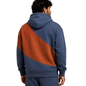 Sweat à capuche personnalisé pour homme, bleu rouille, en molleton de coton épais, color block, brodé, style streetwear, marque privée, fabrication OEM - Product Image 2
