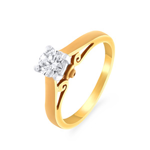Anillo Solitario Majestic Shimmer, Anillo de Oro Clásico con Corte Brillante Redondo y Cuatro Puntas, con Elegante Diseño Floral - Product Image 1