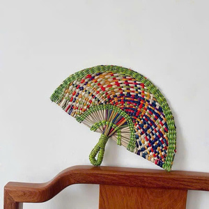 Handmade Natural Seagrass Palm Leaf Fan Bamboo <b>Frame</b> Rustic Design Wedding <b>Graduation</b> Thanksgiving Christmas Party Hot Selling - Product Image 1