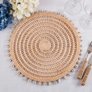 Set de table rond en rotin naturel tressé à la main, tapis en osier écologique, vente en gros, décoration de table à manger, assiette de présentation, fournisseur en vrac, OEM, B2B - Product Image 3