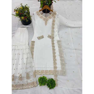 Magnifique ensemble Shree Hari Fashion-SR, vêtements indiens et pakistanais, haut-dupatta et bas en vert, taille M, pour les occasions spéciales - Product Image 2