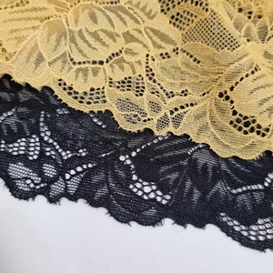 Tela de Encaje Floral Elástica Negra Ligera de Nailon y Spandex de 23 cm de Ancho para Ropa Interior, Calidad Premium Coreana para Bodas - Product Image 4