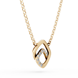 Geometric Diamond <b>Pendant</b> Necklace In 18K <b>Solid</b> <b>Gold</b> Minimalist Link Chain Unisex Everyday Wear - Product Image 2
