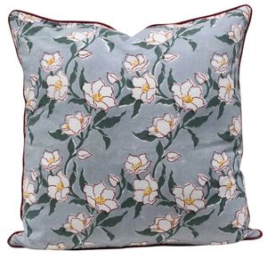 Floral Printed Piping <b>Cushion</b> Cover 50x50 cms Square Throw Pillow Cover Cotton Linen Washable Classic Decorative <b>Cushion</b> At Sale - Product Image 6