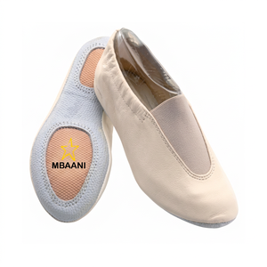 MBAANI Beige Canvas Soft Ballet Jazz Dance <b>Shoes</b> Slip On Split Sole PU Outsole Flats - Product Image 3