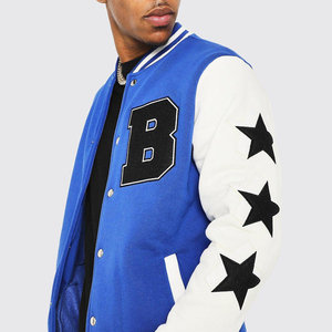 แจ็คเก็ตวาร์ซิตี้พรีเมียมแบบสั่งทำพิเศษสำหรับผู้ชาย แขนหนัง แต่งลายปักโลโก้ แจ็คเก็ตเบสบอล ขายส่ง - Product Image 5