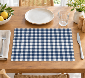 Mantel individual moderno gris y blanco a cuadros, rectangular, acanalado, 100% algodón, lavable, para mesa de comedor, uso doméstico y comercial - Product Image 5