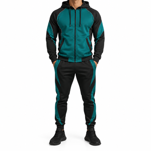 Printed Solid Color Contrast Stitch Sweatsuits for Men Pullover Boxy Hoodie <b>Baggy</b> <b>Jogger</b> Set OEM/ODM Custom Made - Product Image 4