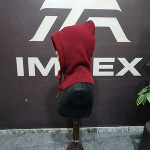 Red Knit Hooded <b>Balaclava</b> Unisex Adult Outdoor Wear 100% Acrylic Plush Style 56-58CM Head Circumference - Product Image 2