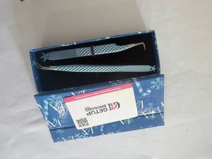 Pince à épiler GETUP BROSONS IMPEX pour extensions de cils, courbée à 90/45 degrés, en acier inoxydable, fibres lisses, précision, antidérapante, Perfect Star - Product Image 4