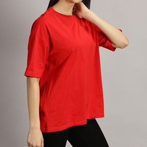 Camiseta de Mujer Extra Grande, Lisa, Personalizable, de Algodón Grueso, Transpirable, para Verano, Estilo Urbano, 180g - Product Image 3