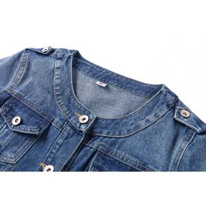 แจ็กเก็ตยีนส์สำหรับผู้หญิงสไตล์สตรีทในเมืองเสื้อคลุมยีนส์ตัวยาวสั้น - Product Image 5